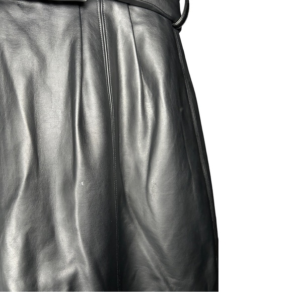 NWT Tularosa Jenna Faux Leather Midi Button Down Belted Skirt Black Size Small - Picture 11 of 14